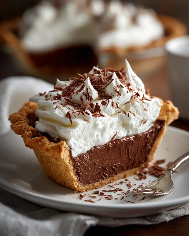 Chocolate Cream Pie 2 Preparing the crust for a chocolate cream pie by pressing it into the pie dish.