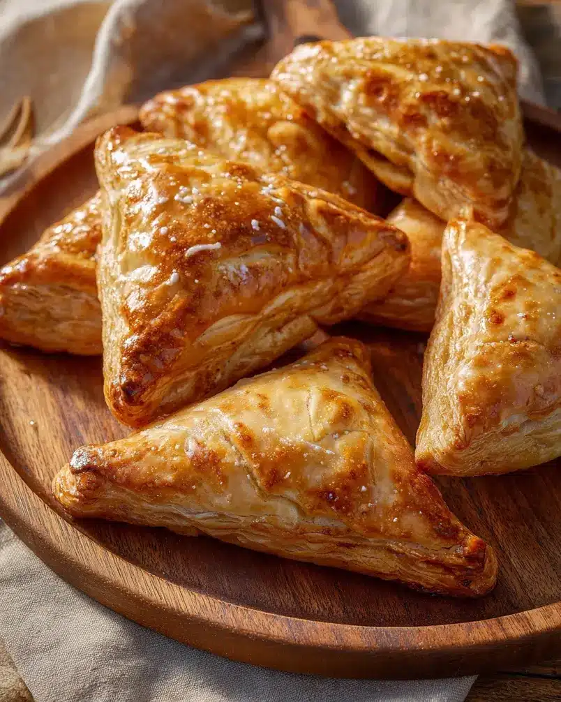 Apple Turnovers – with cream filled option 3 Assembling apple turnovers before baking