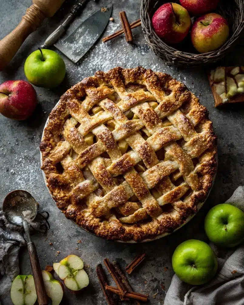 My Perfect Apple Pie 3 Apple pie baking in the oven, with golden crust and bubbling filling.