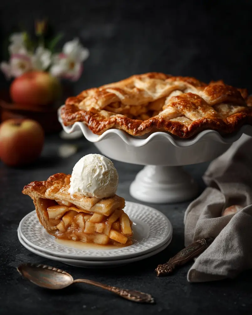 My Perfect Apple Pie 2 Close-up of sliced apples being seasoned for apple pie, with cinnamon and sugar visible.