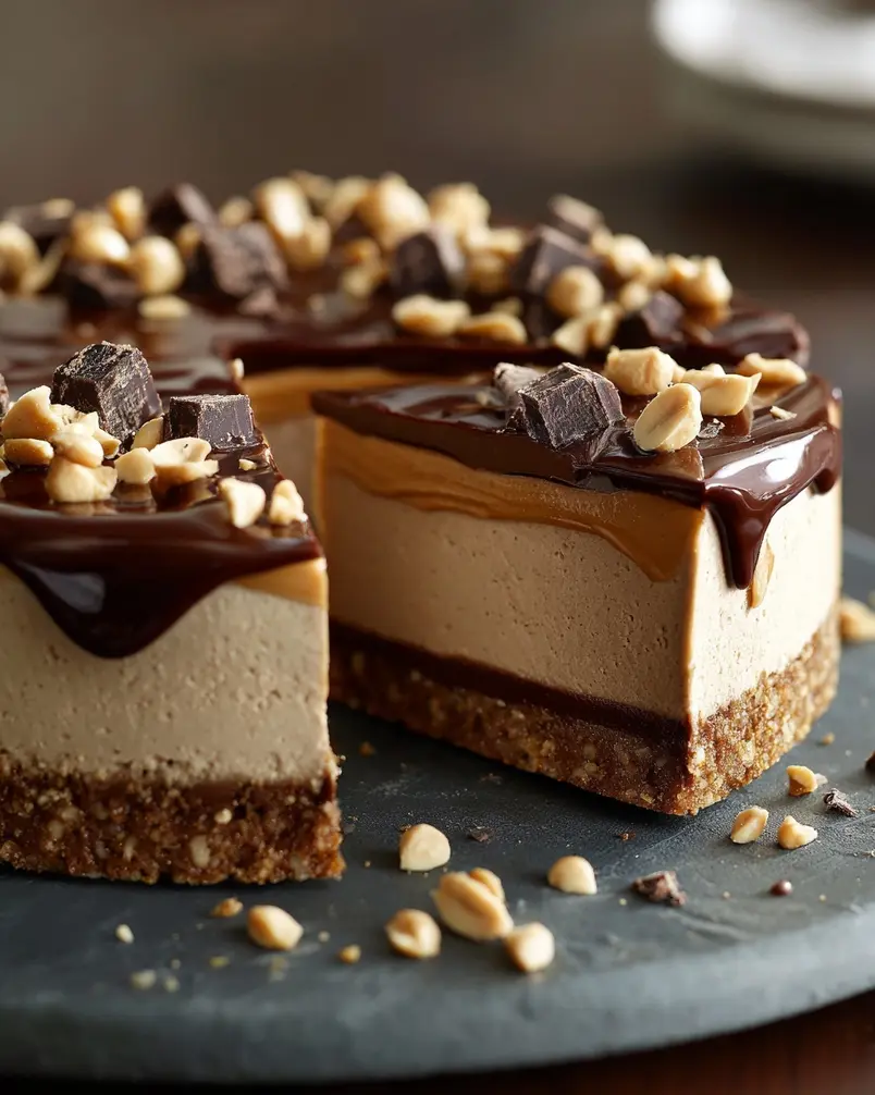 My Chocolate-Peanut Butter Delight Is No-Bake and So Much Easier Than It Looks 3 A spatula smoothing out the chocolate topping over the peanut butter layer in a baking dish.