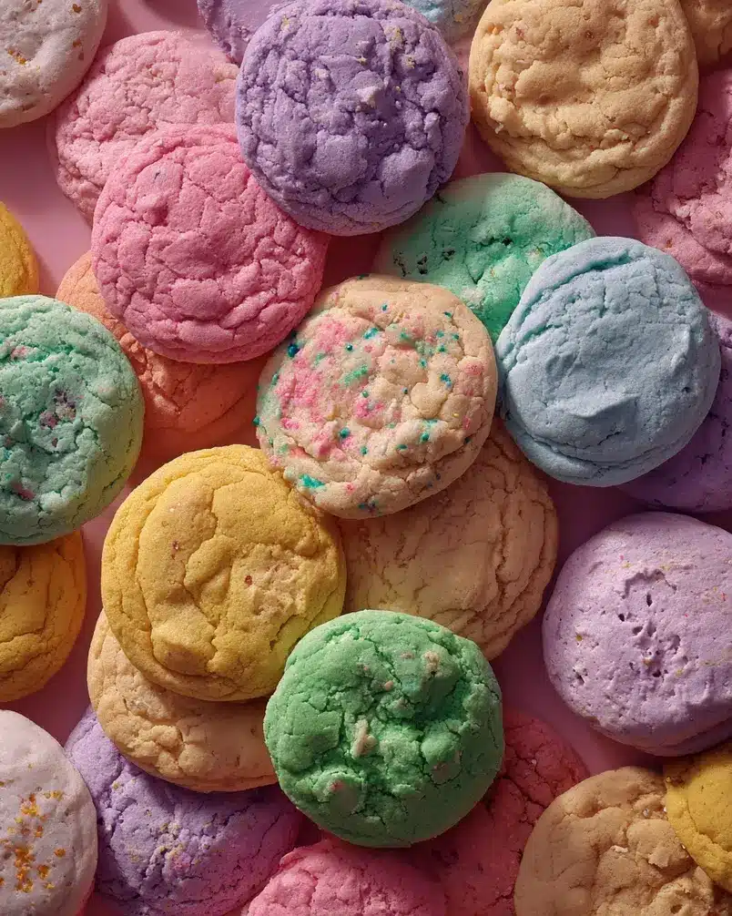 Technicolor Cookies 2 Ingredients for technicolor cookies laid out artfully