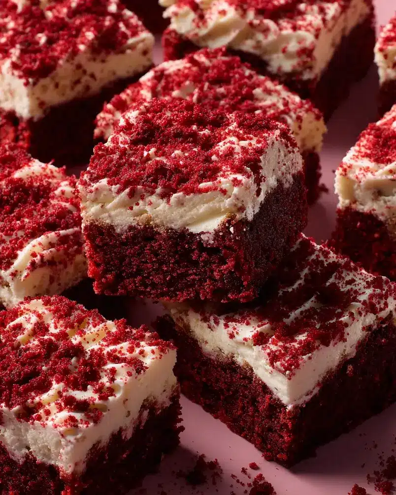Red Velvet Cookie Bars 2 Butter and sugar being creamed together for red velvet cookie bars