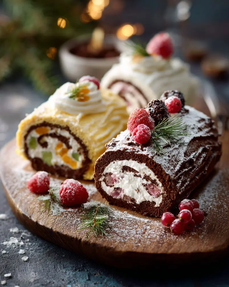 Bûche de Noël Cookies 3 Baking sheet filled with Bûche de Noël cookies in a warm oven