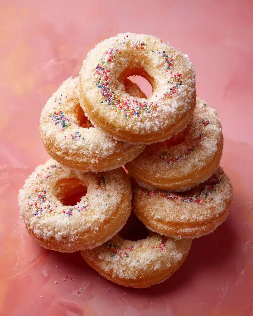 Biscuit Donuts 3 Biscuit donuts frying in hot oil, turning golden brown