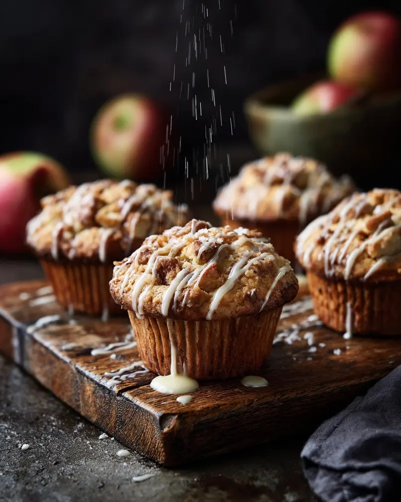 Apple Strudel Muffins 3 Close-up of apple strudel muffins baking in a muffin tin