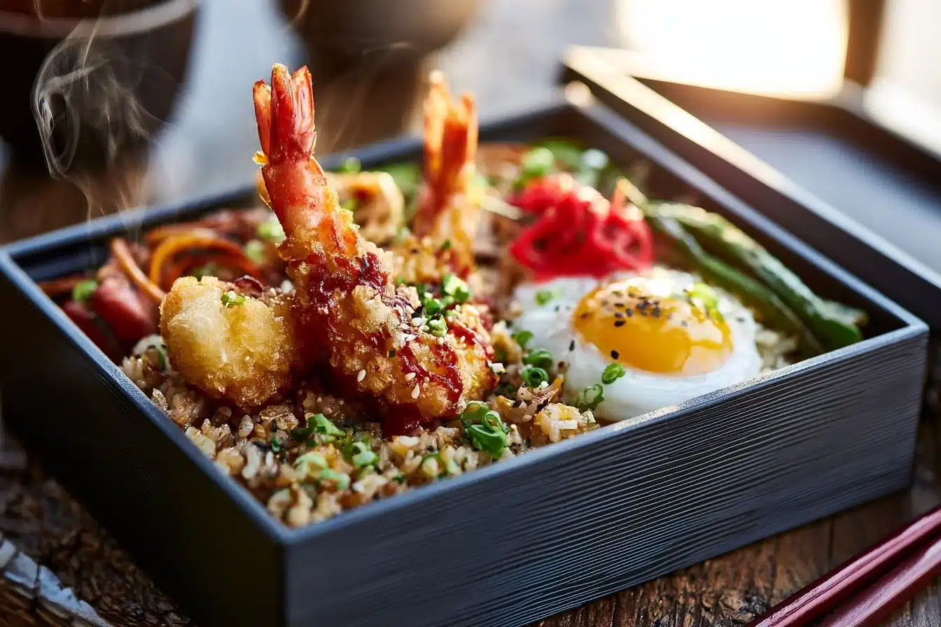 Korean Fried Rice with Shrimp Tempura Lunchbox 2 Korean Fried Rice with Shrimp Tempura Lunchbox
