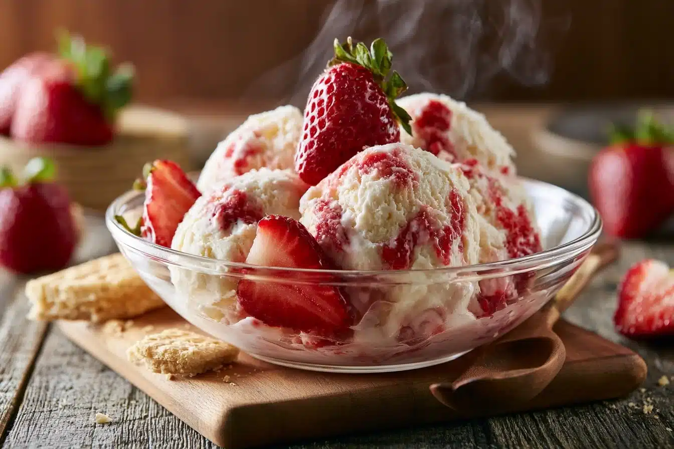 Strawberry Cheesecake Ice Cream 2026 3 Mixing the creamy base for Strawberry Cheesecake Ice Cream 2026
