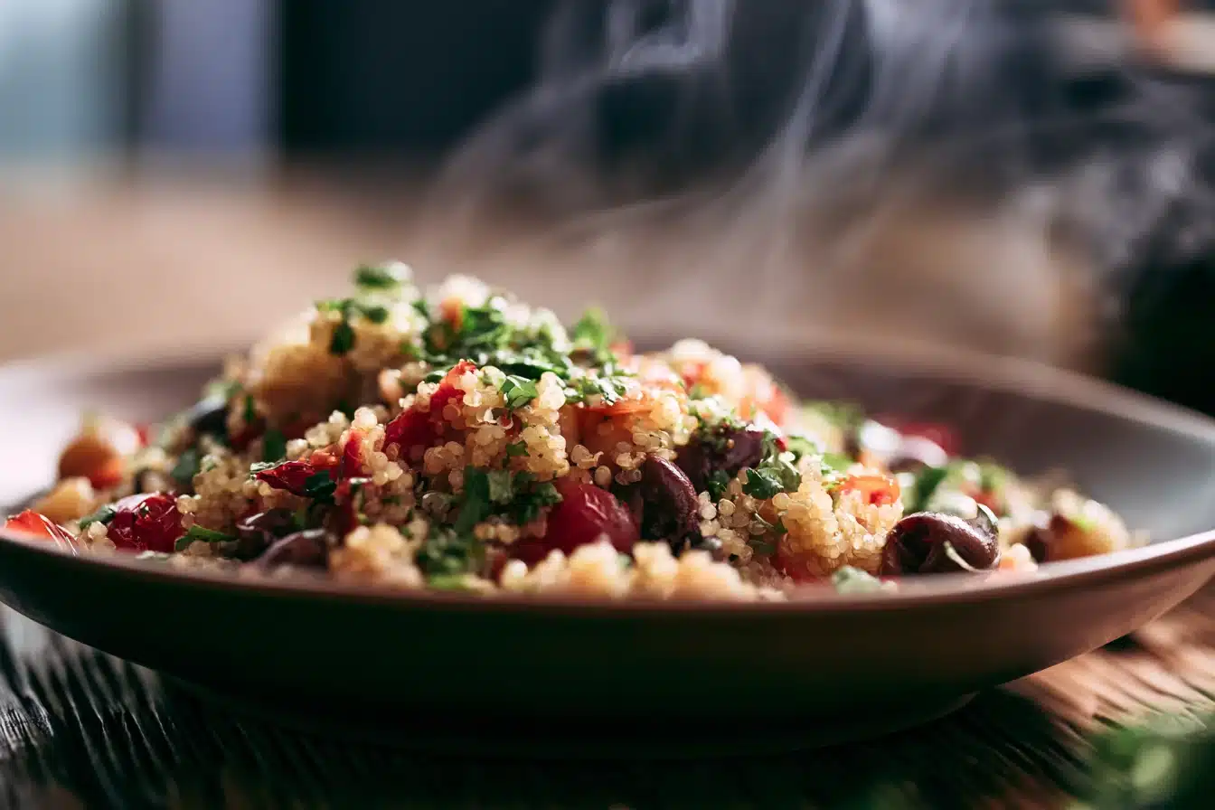 Mediterranean Quinoa Salad 2 Mediterranean Quinoa Salad with fresh vegetables and herbs