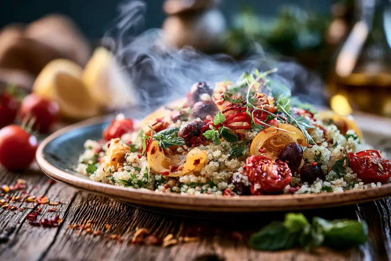 Mediterranean Quinoa Salad 3 Chopped vegetables for Mediterranean Quinoa Salad