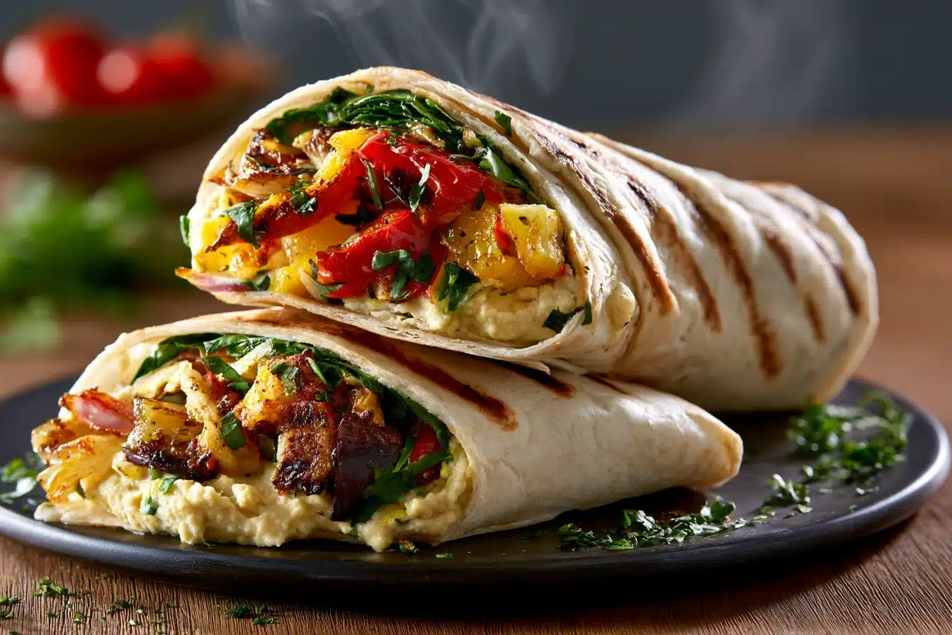 Roasted Vegetable and Hummus Wrap 3 Roasted Vegetable and Hummus Wrap