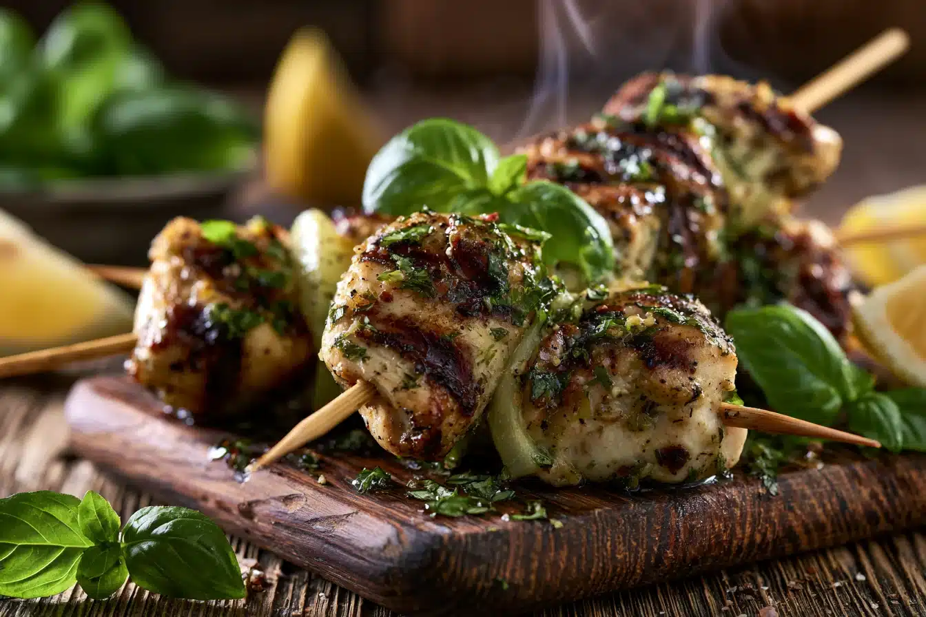Lemon Basil Chicken Skewers 3 Lemon Basil Chicken Skewers