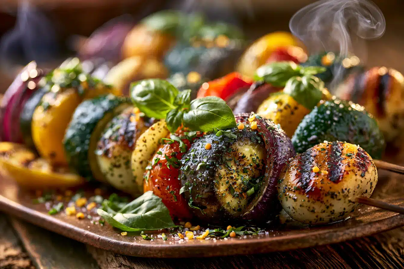 Lemon Basil Grilled Vegetable Skewers 2 Lemon Basil Grilled Vegetable Skewers