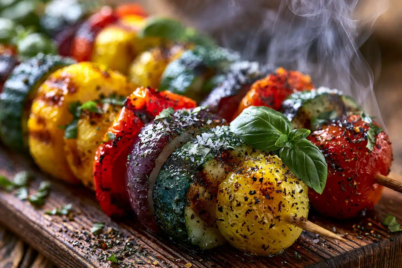 Lemon Basil Grilled Vegetable Skewers 3 Lemon Basil Grilled Vegetable Skewers