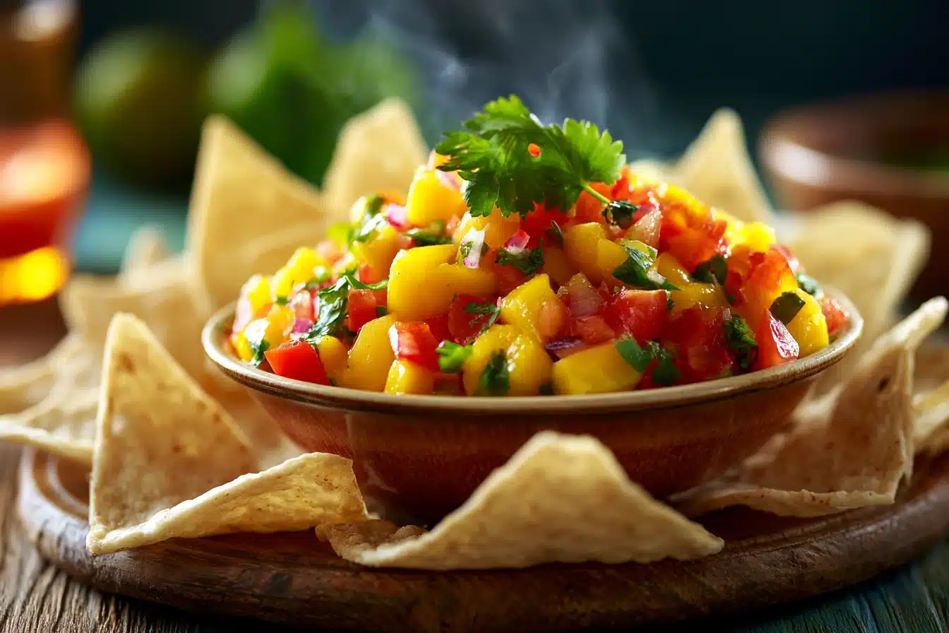 Mango Salsa with Tortilla Chips 2 Mango Salsa with Tortilla Chips