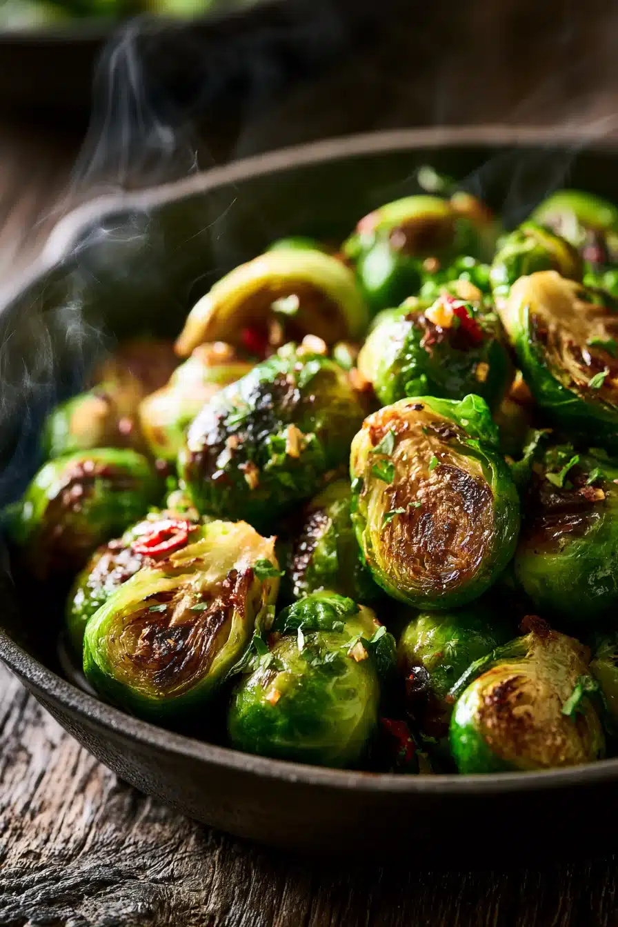 Spicy Garlic Roasted Brussels Sprouts 2 Spicy Garlic Roasted Brussels Sprouts